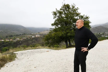 Azerbaijani president lays foundation of new mosque in Hadrut
