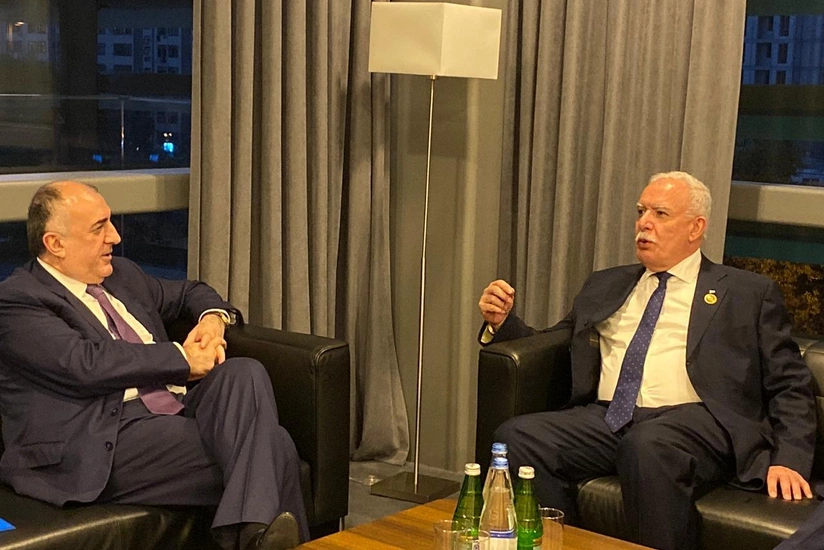 Elmar Mammadyarov meets his Palestine counterpart