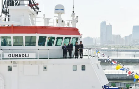 President Ilham Aliyev attends ceremony to launch “Jabrayil” and “Gubadli” ships