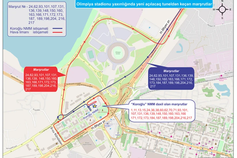 Bakıda 22 marşrut xətti üzrə avtobusların hərəkət sxemində dəyişiklik edilib