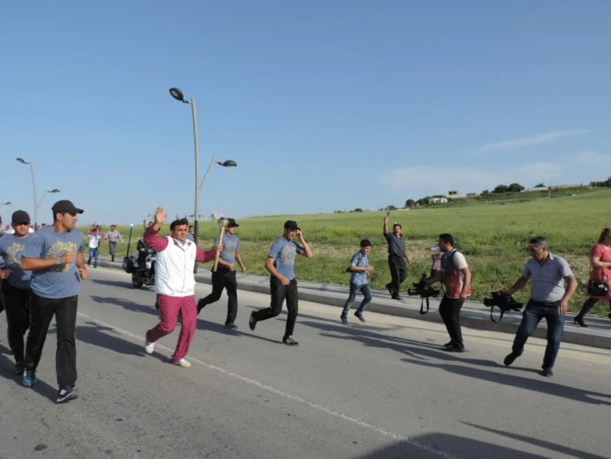 Birinci Avropa Oyunlarının məşəli Azərbaycanın şimal bölgəsinə qədəm basdı - FOTO