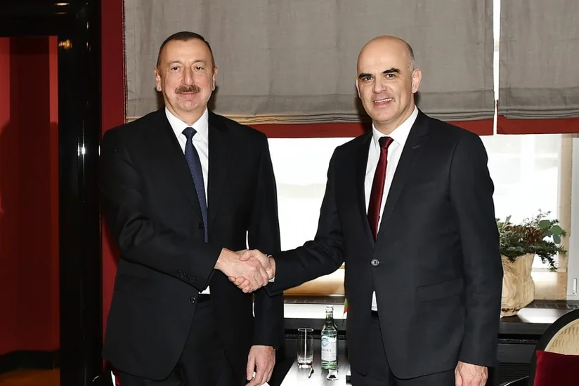 Prezident İlham Əliyev isveçrəli həmkarı Alain Berset ilə görüşüb