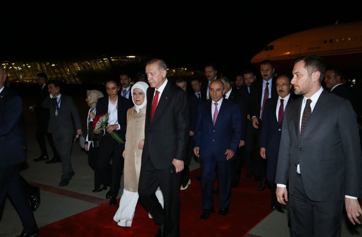 Turkish President Recep Tayyip Erdogan arrives in Azerbaijan for state visit