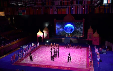 President Ilham Aliyev and first lady Mehriban Aliyeva attend opening of Rhythmic Gymnastics World Championships
