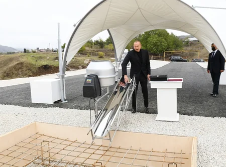 Azerbaijani president lays foundation of new mosque in Hadrut