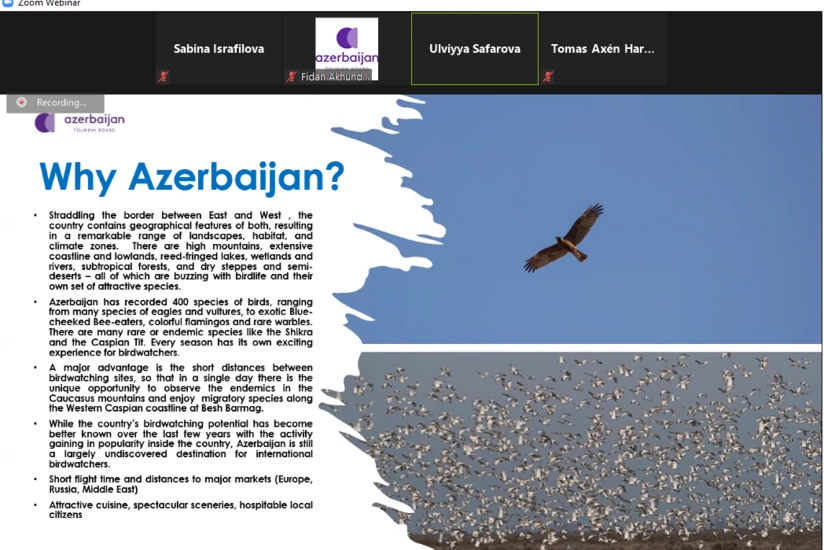 Azərbaycanda quşları müşahidə etmək istəyən turistlərə xidmət üzrə strategiya hazırlanıb