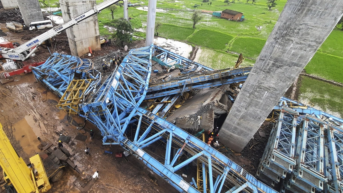 At least 17 killed after under-construction railway bridge collapses in India