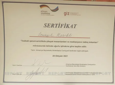 GİZ-in keçirdiyi təlimdə jurnalistlər təltif edilib