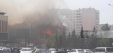 Sumqayıtda Green house şadlıq sarayındakı yanğın söndürülüb - VİDEO - YENİLƏNİB-3
