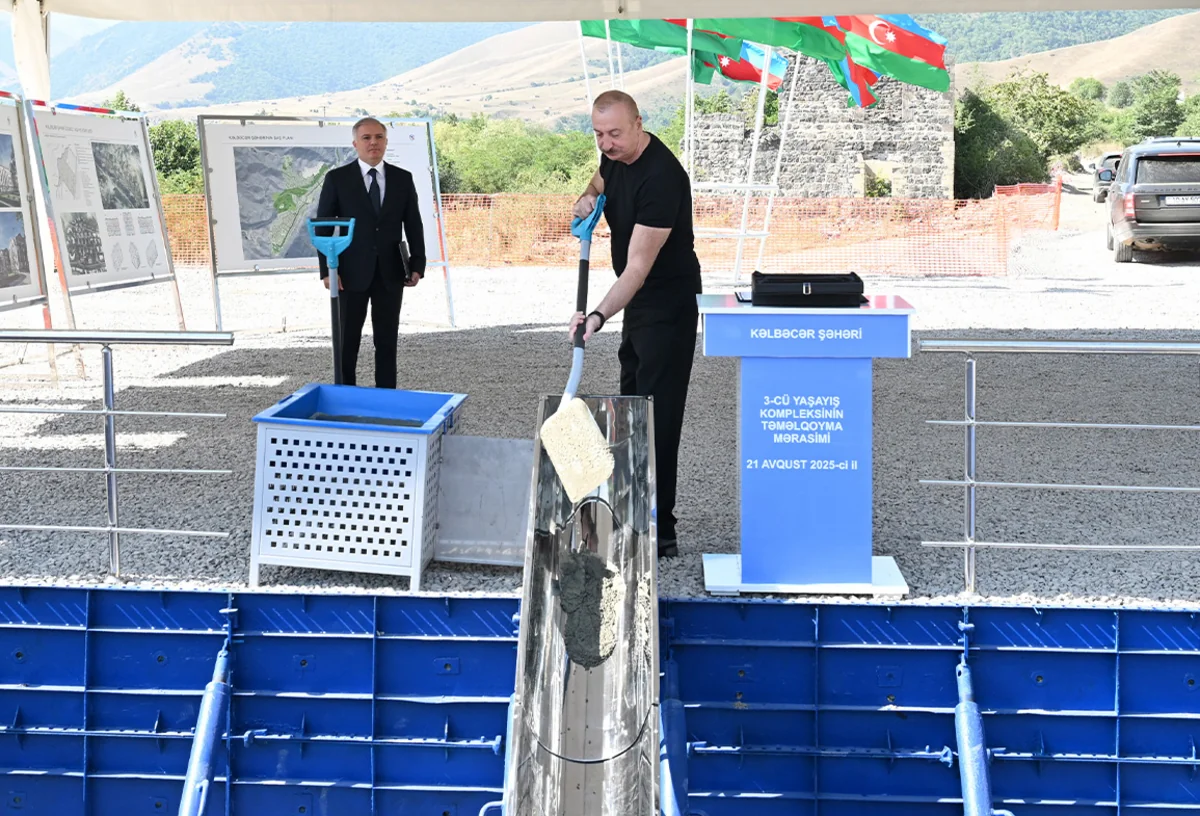 President Ilham Aliyev lays foundation stone for 3rd residential complex in Kalbajar