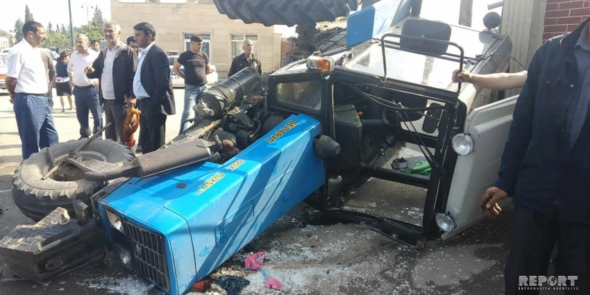 Kürdəmirdə traktor aşıb, sürücü xəsarət alıb - FOTO - VİDEO - YENİLƏNİB
