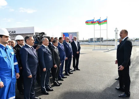 Prezident İlham Əliyev Bakıda yeni bitum istehsalı qurğusunun təməlqoyma mərasimində iştirak edib