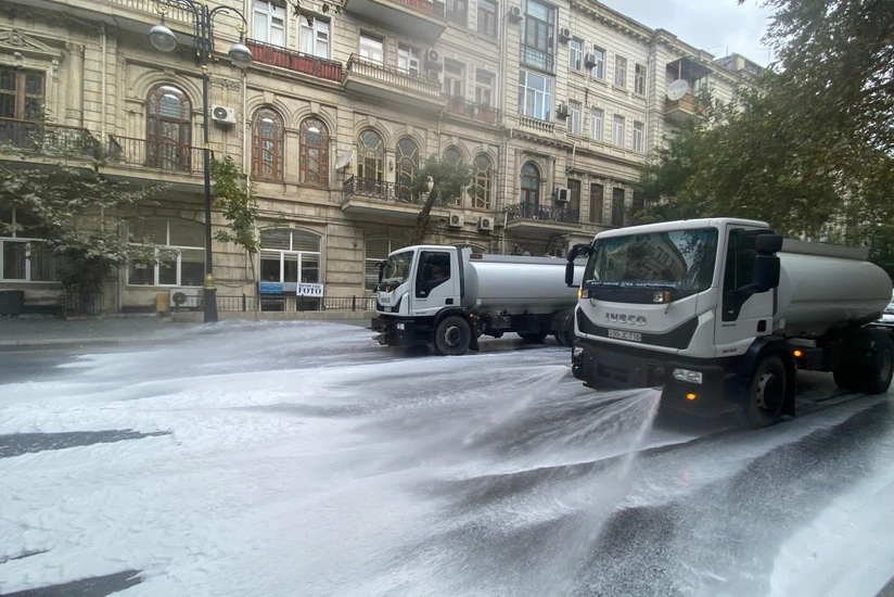 Bu gün Bakının 496 küçəsi yuyulub - YENİLƏNİB