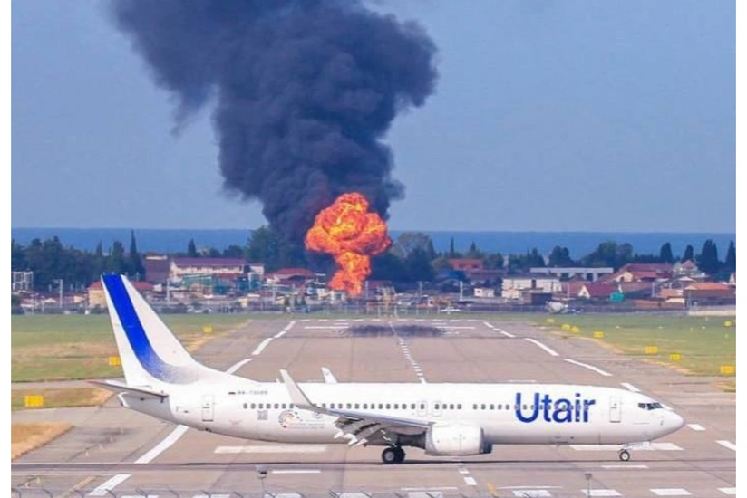 Soçidə hava limanı yaxınlığında yanğın olub - VİDEO