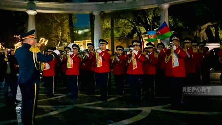 Bakıda Zəfər Günü münasibətilə hərbi orkestrlərin ifasında nümunəvi çıxışlar olub