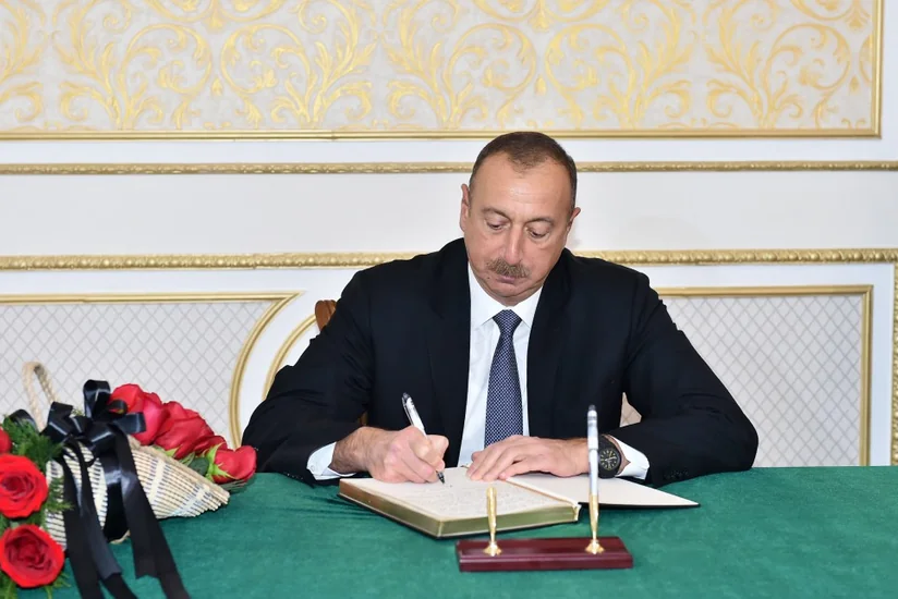 President Ilham Aliyev visits Iranian Embassy to offer his condolences over death of Rafsanjani