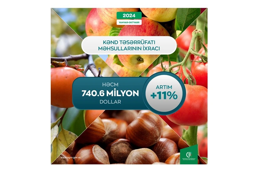 Azərbaycan kənd təsərrüfatı məhsullarının ixracından gəlirini 11 % artırıb