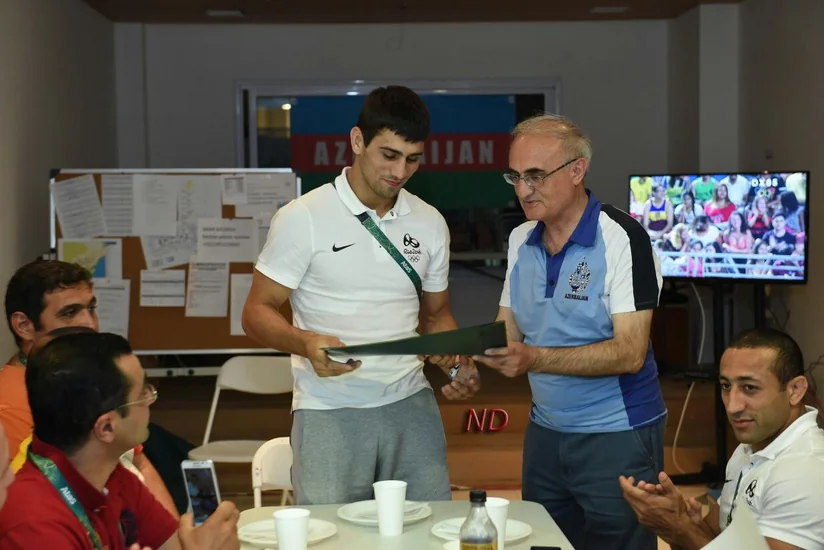 Awarding ceremony of Azerbaijani judokas Rustam Orujov and Orkhan Safarov held at Rio Athletes Village - PHOTO