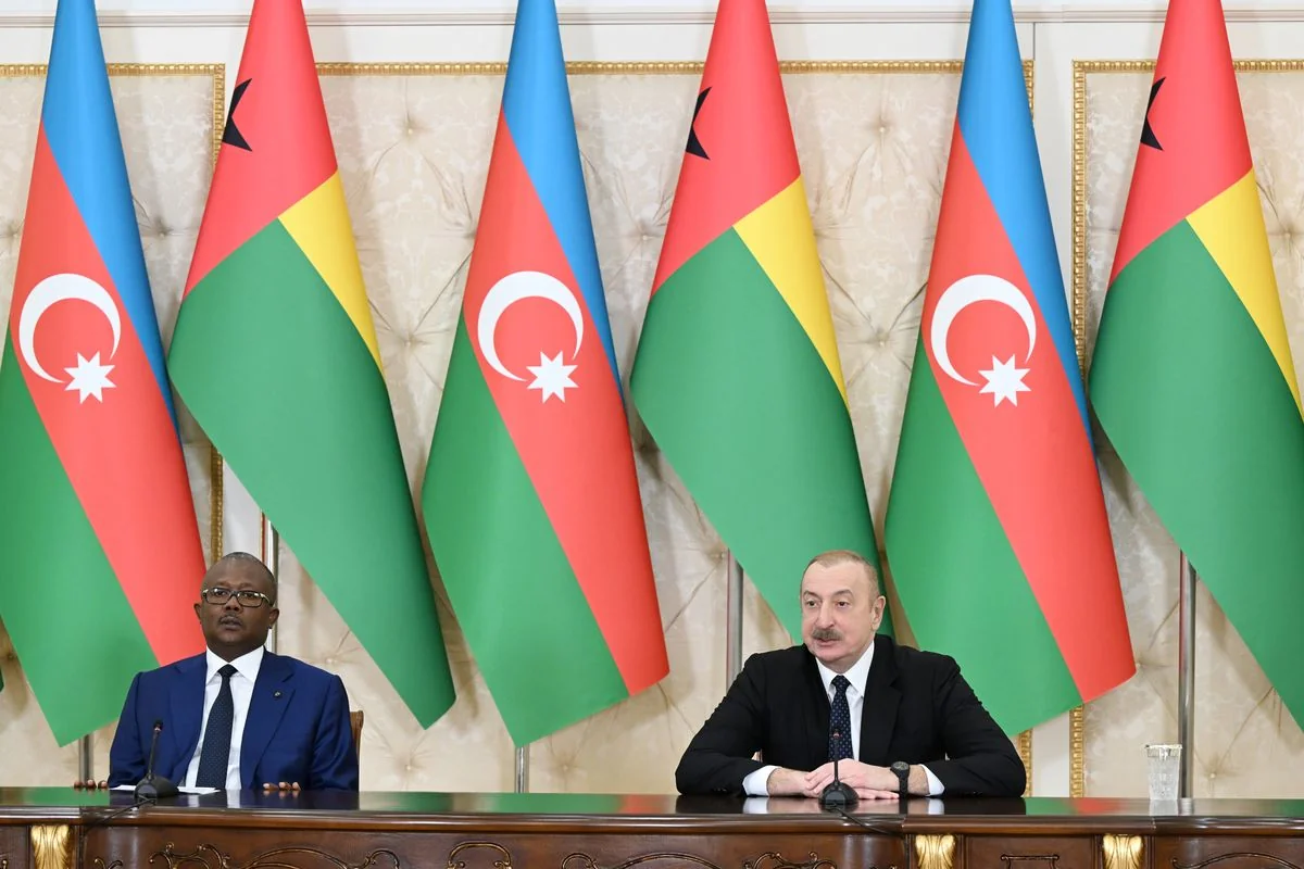 President of Azerbaijan Ilham Aliyev and President of Guinea-Bissau Umaro Sissoco Embaló make press statements