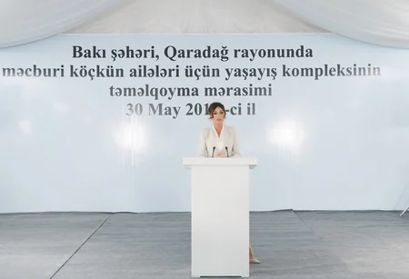 First VP Mehriban Aliyeva attends groundbreaking ceremony for residential complex for IDP families in Garadagh