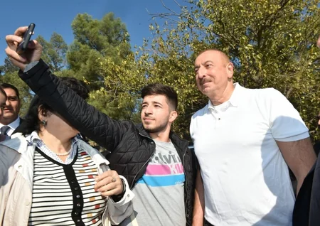 President Ilham Aliyev and first lady Mehriban Aliyeva attended tree-planting campaign in Khatai district, Baku
