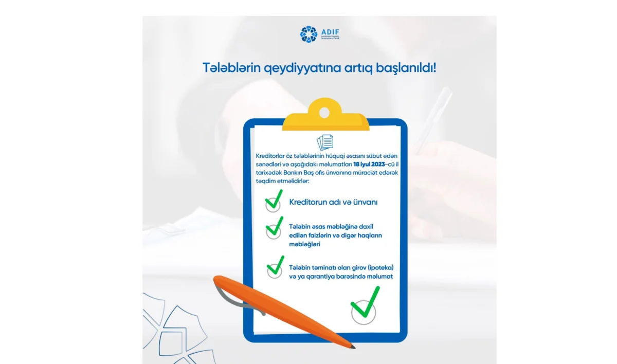 “Günay Bank”ın kreditorlarının tələblərinin qeydiyyatına başlanılıb