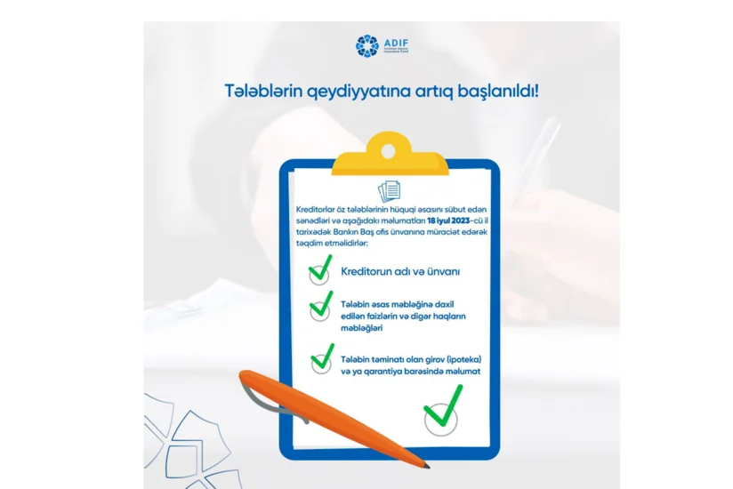 “Günay Bank”ın kreditorlarının tələblərinin qeydiyyatına başlanılıb