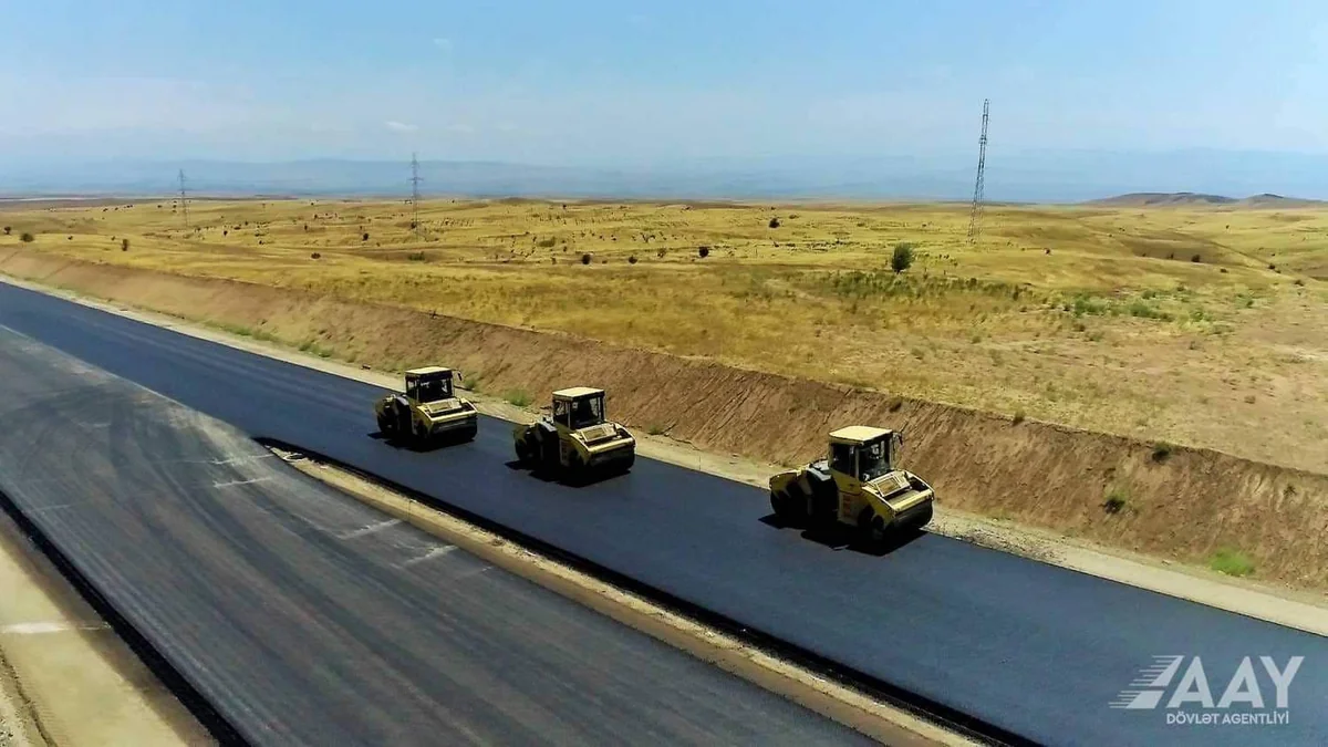 Asphalt concrete pavement laid on Shukurbayli-Jabrayil-Hadrut highway section