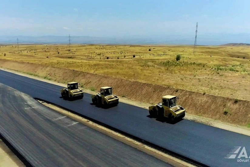 Asphalt concrete pavement laid on Shukurbayli-Jabrayil-Hadrut highway section