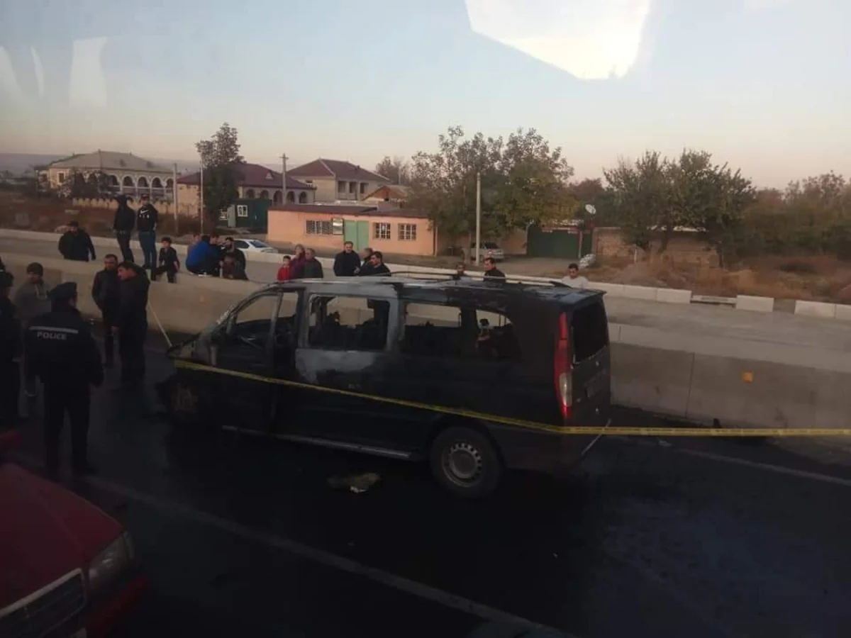 Gürcüstanda Azərbaycana məxsus avtomobil yanıb