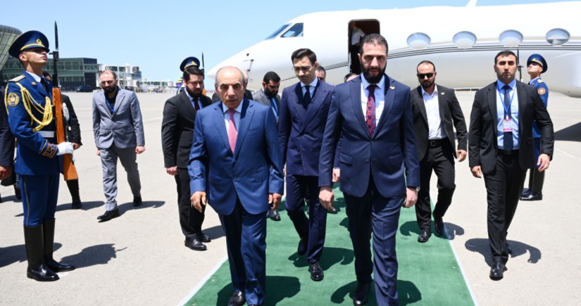 Transitional President of Syria Ahmad al-Sharaa arrives in Azerbaijan on working visit