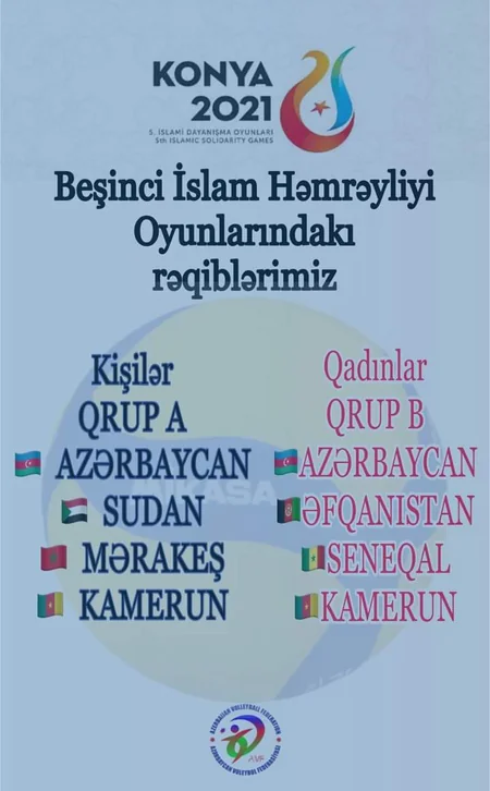 İslamiadada çıxış edəcək voleybolçularımızın rəqibləri bəlli olub
