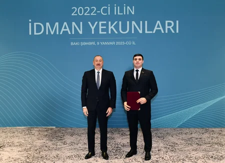 Ilham Aliyev attends ceremony dedicated to 2022 sporting results