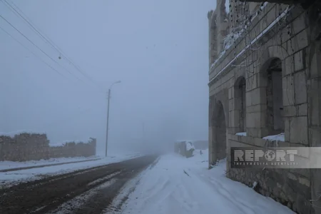 Şuşada mövsümün növbəti qar yağışı - FOTOREPORTAJ 