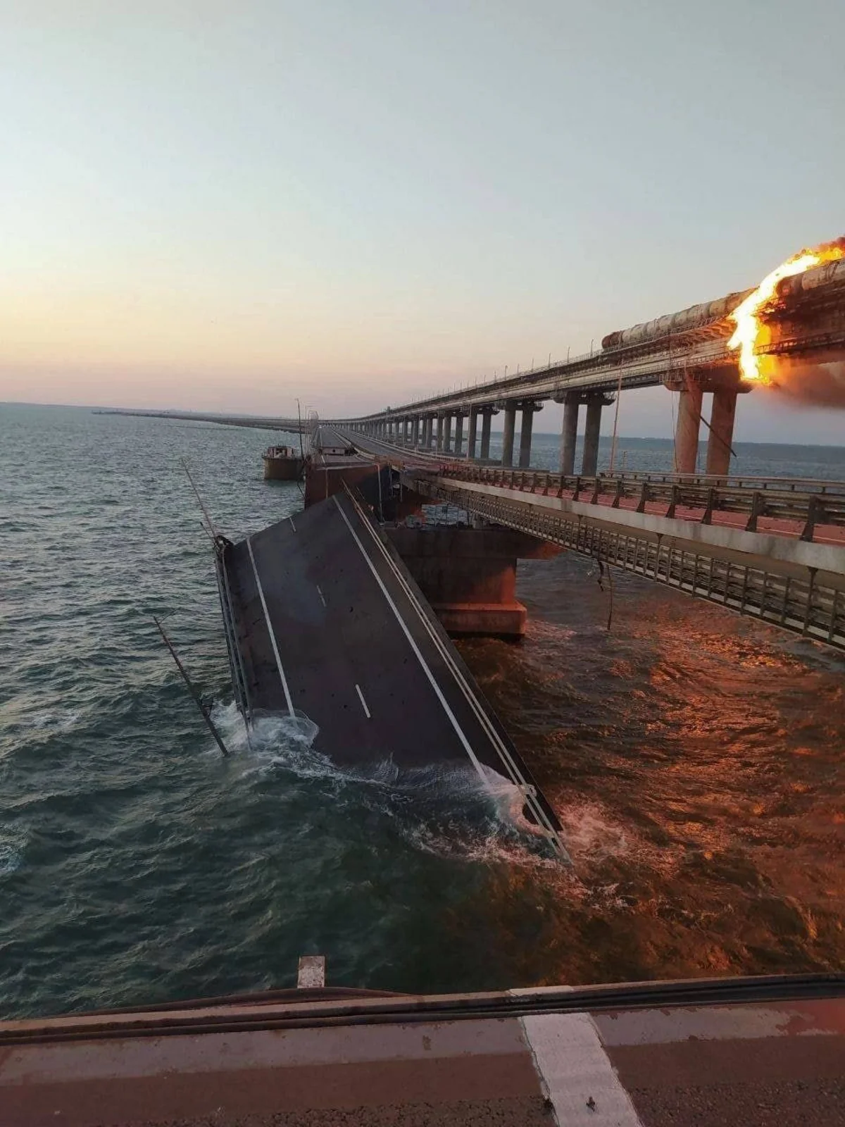 Tentative damage from Crimean bridge explosion revealed