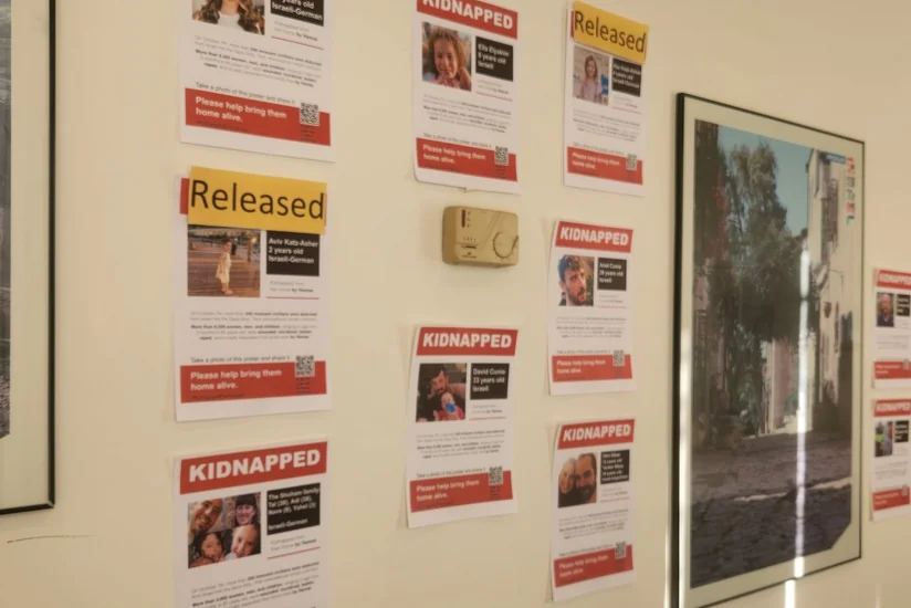 Photos of hostages taken by Hamas placed on walls of building of Israeli embassy in Azerbaijan