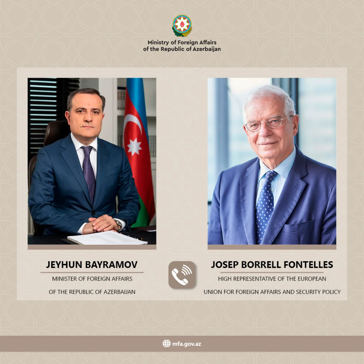 Jeyhun Bayramov discusses current regional situation with Joseph Borrell