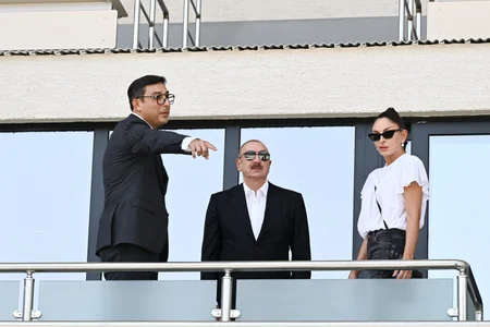 President and First Lady review construction progress at Ganja city stadium
