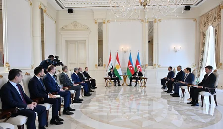 Prezident İlham Əliyevin İraq Kürdüstan Regionunun başçısı ilə görüşü olub
