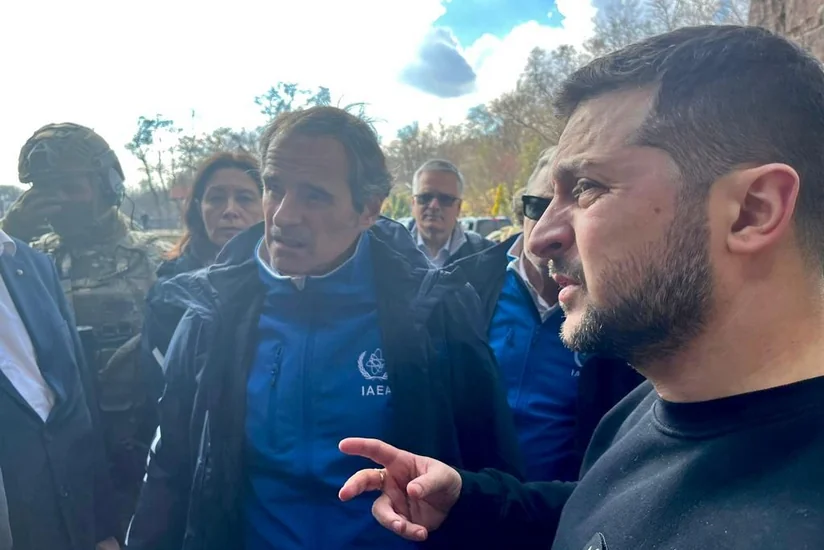 Глава МАГАТЭ вместе с Зеленским осмотрели повреждение Днепровской ГЭС