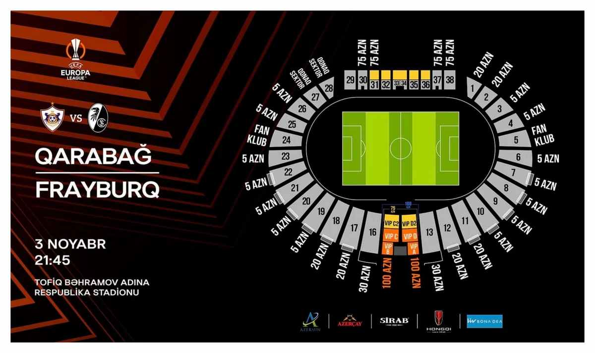 Qarabağ - Frayburq oyununun biletləri satışa çıxarılıb