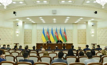 Azərbaycan və Ukrayna prezidentləri mətbuata bəyanatlarla çıxış ediblər