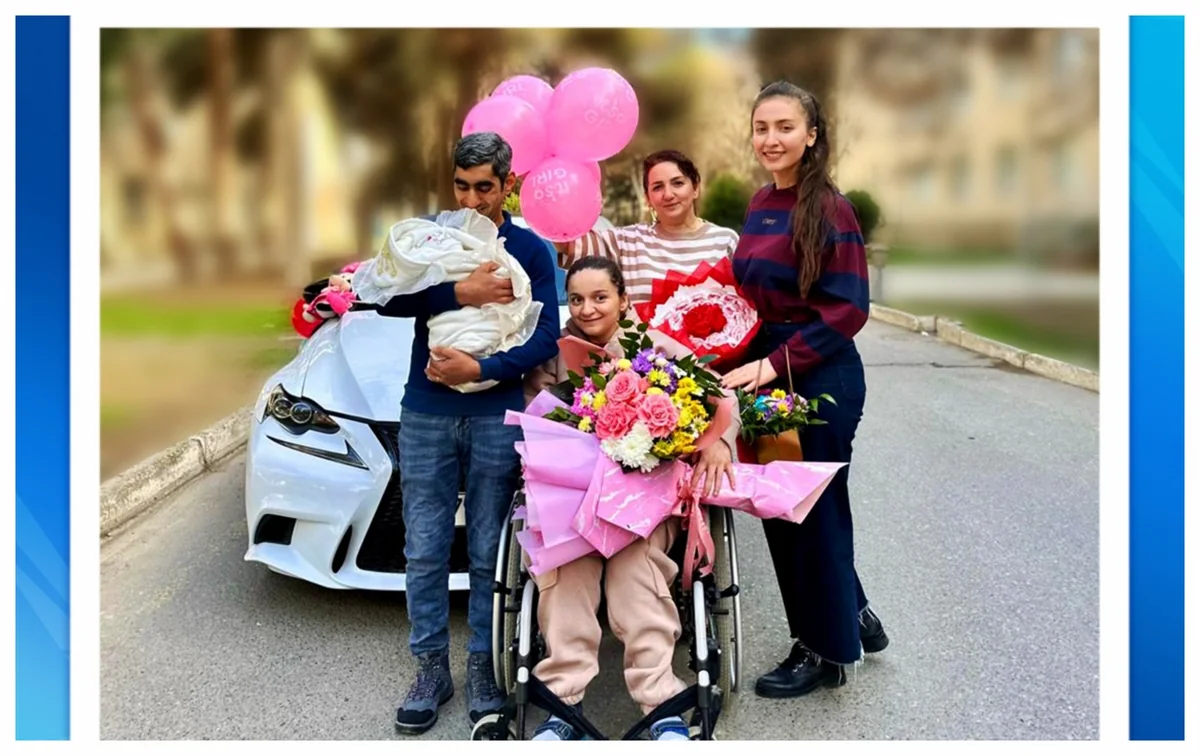 Serebral iflic olan I qrup əlil qadın ana olub