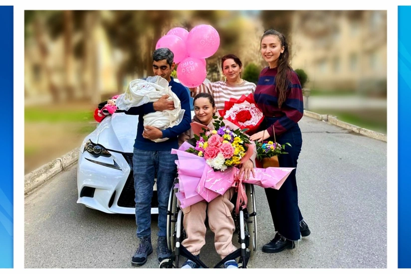 Serebral iflic olan I qrup əlil qadın ana olub