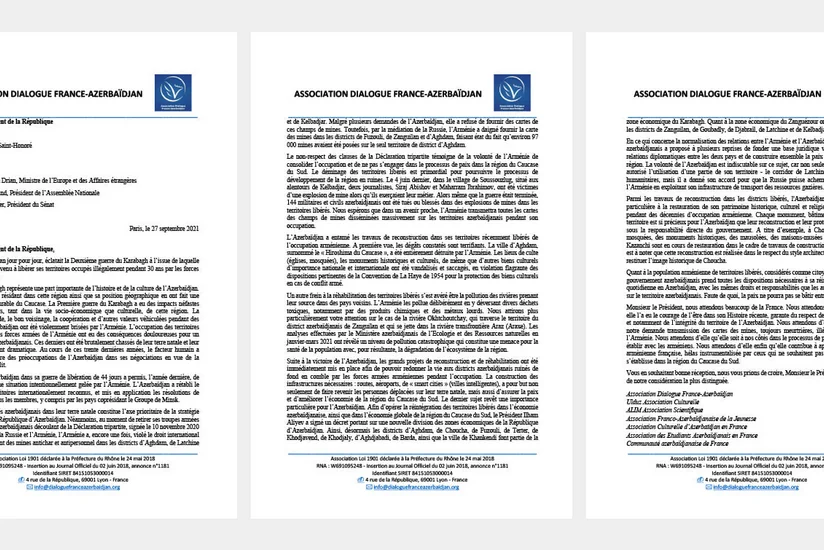 Azerbaijani diaspora organizations appeal to French political leadership