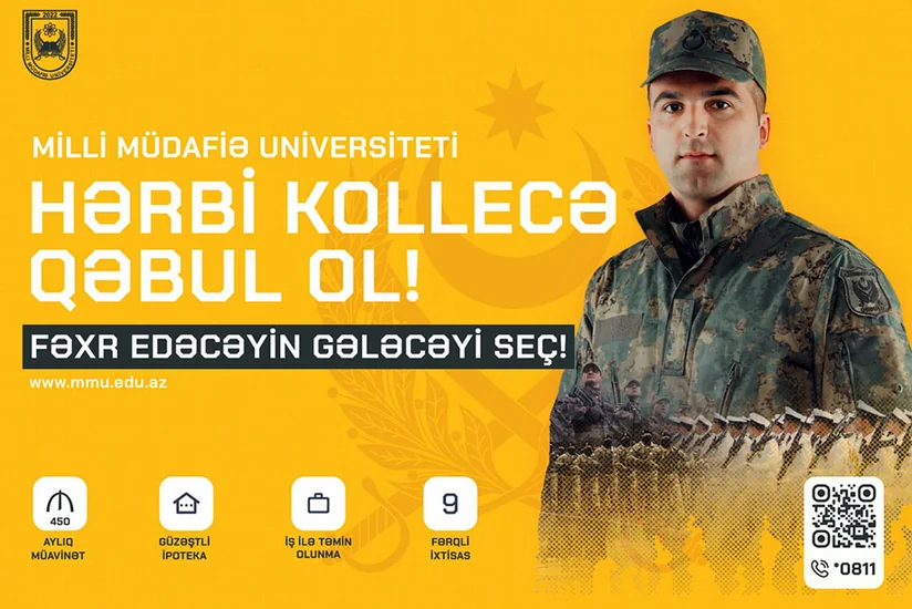Milli Müdafiə Universitetinin hərbi kolleclərində orta ixtisas təhsili pilləsinə qəbul elan olunub