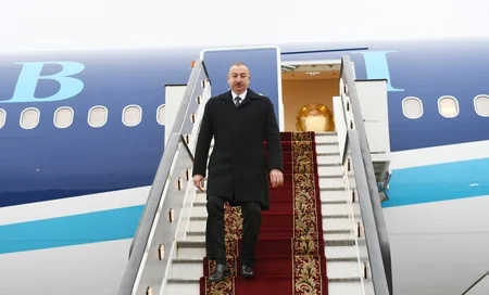 President Ilham Aliyev arrived in Russian Federation for visit