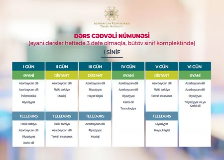 Əyani və distant keçiriləcək dərslərin cədvəli açıqlandı