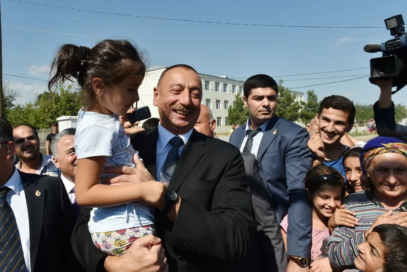 President Ilham Aliyev met with local residents in Khudat