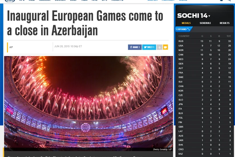 FOX Sport: Азербайджан, проведя Европейские игры, постарался оставить свой след на мировой арене